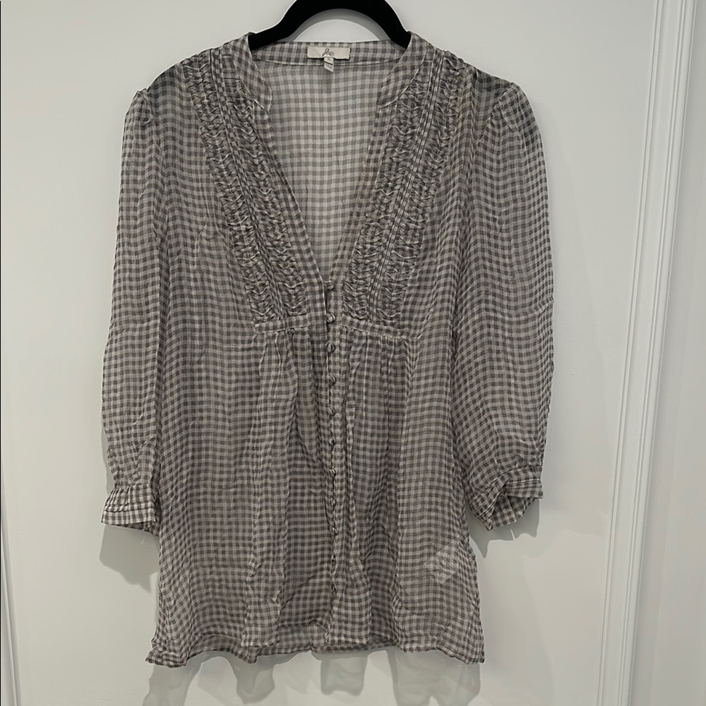 Gray Checkered Blouse